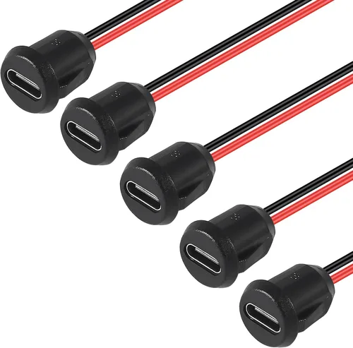 Miniatura 2 de 5PCS Tipo-C Chasis Hembra Tipo-C Conector de enchufe hembra Jack Impermeable Puerto de carga hembra 3A USB-C Cargador Enchufe Enchufe