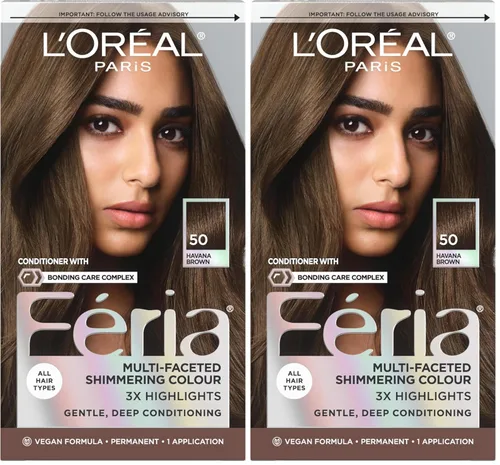 Miniatura 76 de L'Oreal Paris Feria - Tinte permanente multifacético y brillante, 60 Crystal Brown (castaño claro), paquete de 1 60 marrón claro