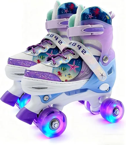 Miniatura 12 de Patines ajustables para niños y niñas de 3 a 12 años, las 8 ruedas de patines se iluminan con equipo de protección, regalo para jóvenes, niños