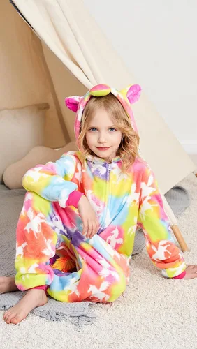 Miniatura 42 de Pijama de unicornio unisex para niños, enteritos para disfraz, Halloween