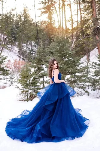 Miniatura 5 de Vestidos de graduación de tul para mujer, largos con tirantes delgados, vestido de baile hinchado, vestido de princesa formal, vestidos de fiesta