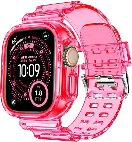 Miniatura 81 de DABAOZA - Correa compatible con Apple Watch de 49 mm, 46 mm, 45 mm, 44 mm, 42 mm, 41 mm, 40 mm, 38 mm, con protector, correa de TPU brillante