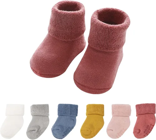 Miniatura 8 de Ehdching Paquete de 6 calcetines de algodón antideslizantes antideslizantes para bebés y niñas pequeñas