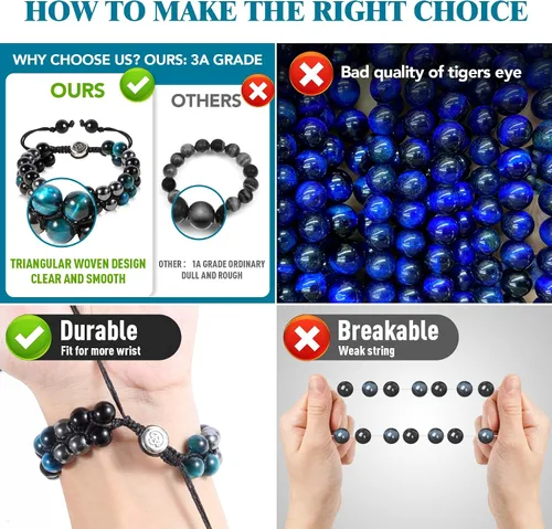 Miniatura 3 de Triple Protection Bracelet - for Protect & Balance - Energy Crystal Handmade Bracelets for Men Women