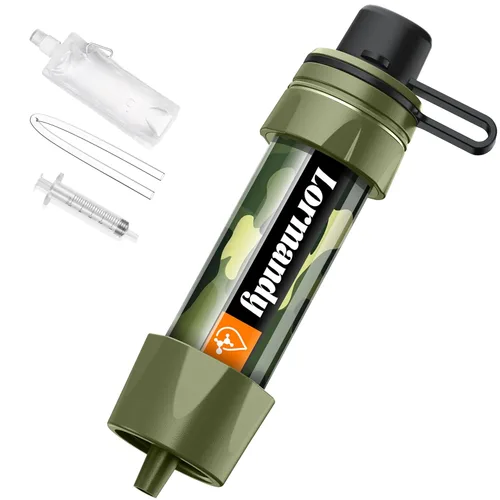 Filtro de agua con pajita, purificador de agua portátil, sistema de filtración de agua, purificación de paja de agua reutilizable, equipo de Verde