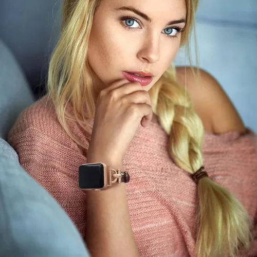 Miniatura 4 de Correa de cuero compatible con Apple Watch para mujeres, correa elegante y elegante para iWatch Series 11/10/9/8/7/6/5/4/3/2/1/se