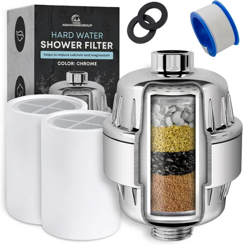 Miniatura 8 de AquaHomeGroup Filtro de ducha para agua libre de cloro (incluye 2 cartuchos) – Elimina impurezas y olores para agua más limpia y fresca – Filtros
