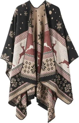 Miniatura 172 de Poncho chal para mujer, suéteres suaves y cálidos para mujer, parte delantera abierta, poncho de viaje para otoño, invierno y primavera