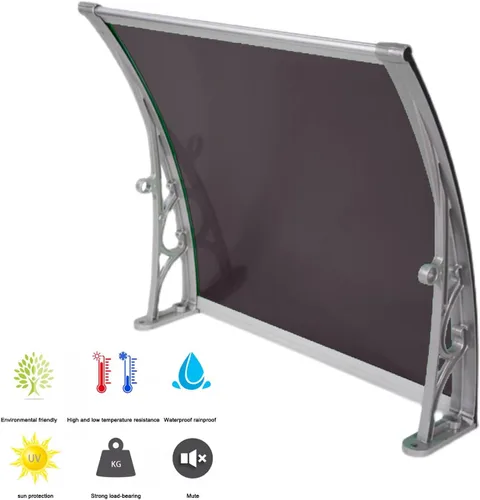 Miniatura 6 de Toldo de protección contra la lluvia y la nieve para puerta delantera, toldo para patio, porche, refugio de policarbonato marrón, cubierta