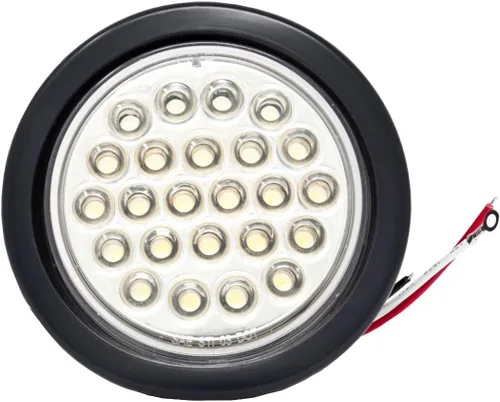 Miniatura 2 de All Star Truck Parts ] Kit de luces redondas de 4 pulgadas para remolque de marcha atrás/de respaldo/cola de 24 LED, color blanco, con enchufe y LED