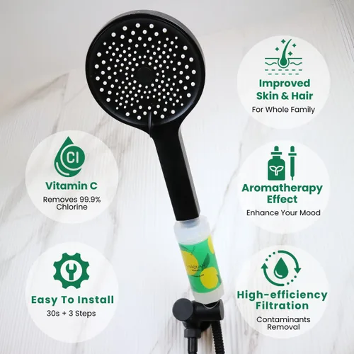Miniatura 2 de Filtro de ducha con vitamina C con aromaterapia, suaviza el agua dura, eliminación de cloro y fluoruro, cuidado de la piel y el cabello, fácil Pop