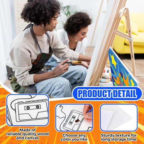 Miniatura 3 de Sherr Juego de 75 piezas de 15 piezas de lienzo predibujado vintage de los años 90 para pintar, kit de sorbo y pintura para adultos de bricolaje