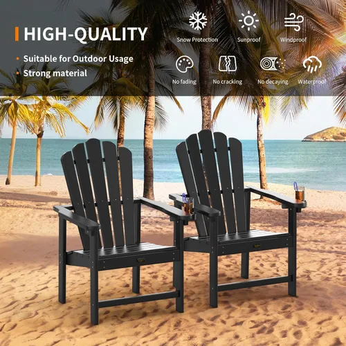 Miniatura 4 de VINGLI Silla Adirondack plegable de plástico con soporte para tazas, material HDPE 100% reciclable, cómoda capacidad de peso de 380 libras