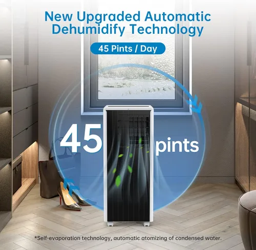 Miniatura 3 de Aire acondicionado portátil de 8000 BTU, aire acondicionado portátil 4 en 1 con ventilador, deshumidificador y modo de suspensión, unidades de aire