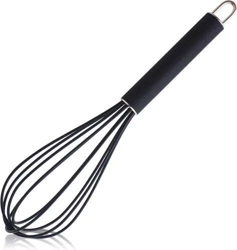 Miniatura 11 de GorGin Batidor de silicona de alta temperatura y fácil de limpiar, batidor, batidor, 10 pulgadas, agarre de buen agarre para mezclar, batir, batir