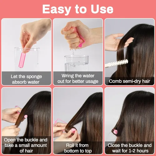 Miniatura 3 de MAQIHAN 56 rodillos de espuma para el cabello, rodillos de esponja de 0.59 pulgadas para rizadores de cabello sin calor para cabello corto/largo