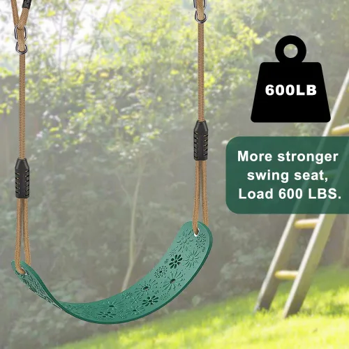Miniatura 4 de Dolibest Juego de columpios para niños con cuerda ajustable, repuesto para uso en interiores y exteriores, soporte de 500 libras (verde)