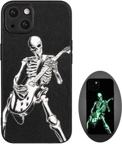 Miniatura 31 de X spirit Funda de teléfono de calavera para iPhone 13, dedo medio, diseño gótico luminoso de esqueleto genial oscuro y con estilo emo, estilo rock n