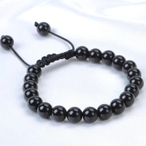 Miniatura 3 de Massive Beads - Pulsera de cuentas de cristales de macramé con poder curativo natural, unisex, ajustable, 516 pulgadas (8 mm)