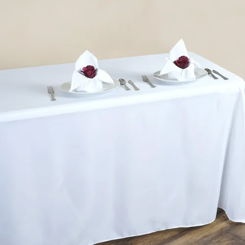 Miniatura 5 de Tableclothsfactory Manteles rectangulares de poliéster de esquina redonda 90 "x 132" - Negro