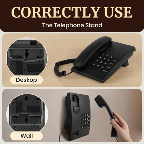Miniatura 4 de Uvital Teléfono fijo para el hogar, teléfono con cable para teléfono fijo, teléfono fijo de teléfono, redireccionamiento de una tecla, flash