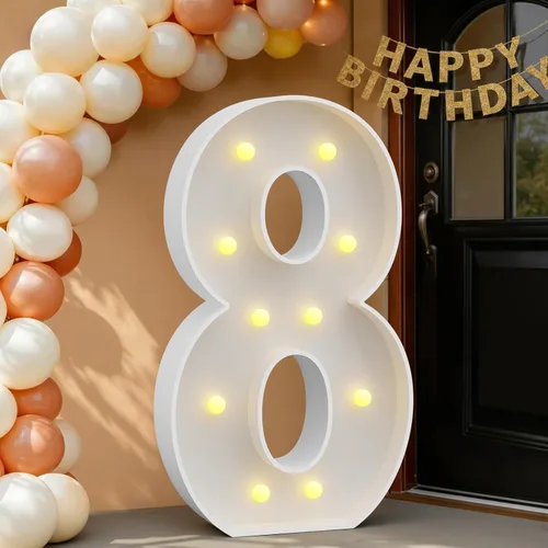 Miniatura 83 de IMPRSV Letras de mosaico iluminadas de marquesina, 4 pies para globos y fiestas, decoración de kit de arco