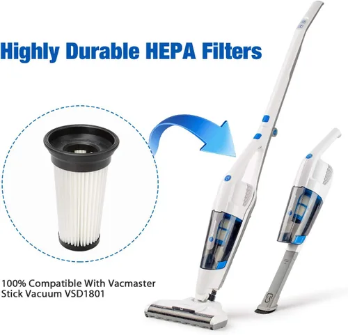 Miniatura 5 de Vacmaster 2 filtros HEPA lavables y reutilizables de repuesto para aspiradora de palo, compatible con los modelos VSD1801 y VSD1001