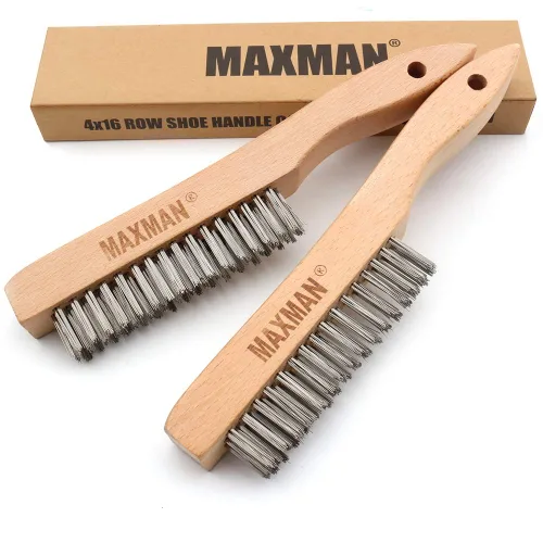 Miniatura 8 de MAXMAN Cepillo de latón, juego de 2 cepillos de alambre de latón resistente, cepillo de metal, cepillos de alambre para limpiar el óxido con mango
