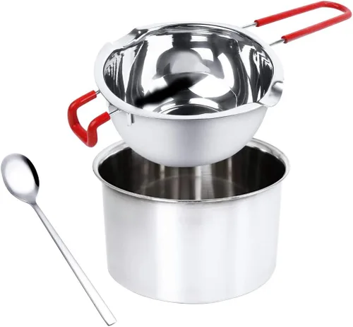 Paquete de 2 ollas de acero inoxidable con doble caldera de chocolate, olla para derretir jabón, velas, caramelos, caramelos, velas, cera, a prueba