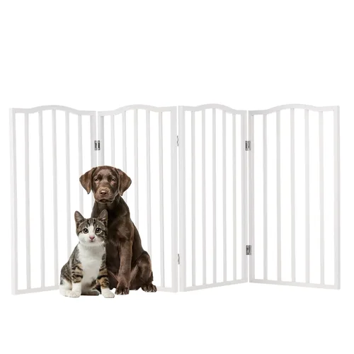 Miniatura 10 de Puerta para Mascotas de Interior - Puerta Plegable de 3 Paneles para Perros para Escaleras o Entradas - Cerca Independiente para Mascotas de 54x32