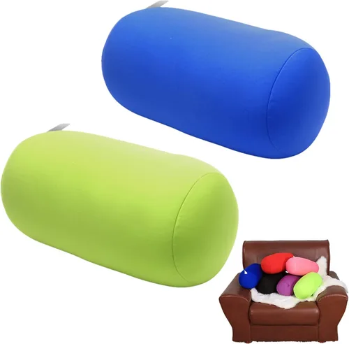 Miniatura 10 de ASkinds 2 almohadas cilíndricas cómodas de rollo de microperlas Jelly Bean Bed Pillow Tube Pillow Cojín para cabeza, cuello, soporte de espalda