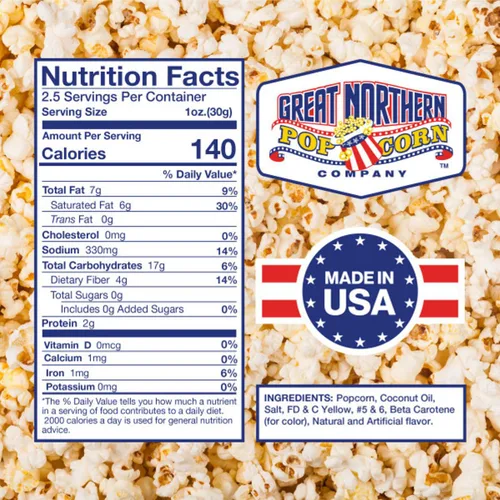 Miniatura 2 de Great Northern Popcorn Packs - Paquetes de palomitas de maíz estilo cine, 2.5 onzas, todo en uno, sal, paquetes de aceite para máquinas de reventar