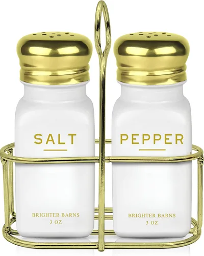 Miniatura 8 de Brighter Barns - Juego de saleros y pimenteros de cristal con soporte, decoración moderna de cocina, accesorio de encimera de mesa de comedor