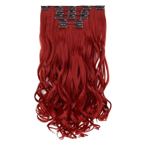 Miniatura 37 de Extensiones de cabello negro lacio, 2 juegos de extensiones de cabello con clip para mujeres, Halloween, 5 piezas de 22 pulgadas, piezas de cabello