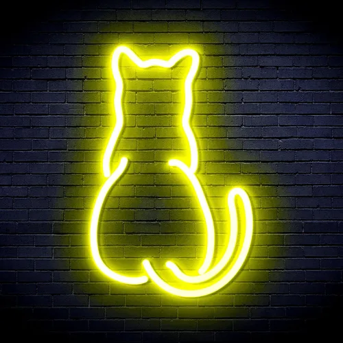 Miniatura 10 de AdvPro Gato gatito trasero mascota Flex silicona LED neón signo - azul - st16s32-fnu0023-b