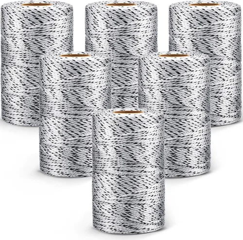 Miniatura 23 de Amylove Línea de cuerda de 6 rollos de nailon trenzado #18, cuerda de construcción trenzada de nailon de 500 pies, cuerda resistente para exteriores