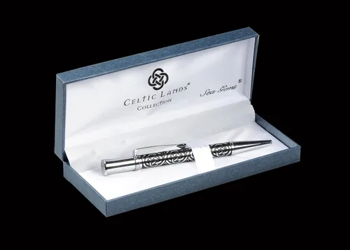 Miniatura 3 de Pluma en un nudo celta Trinity grabado diseño en colores negro y plateado
