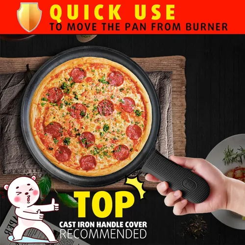 Miniatura 5 de Cbiumpro Paquete de 2 cubiertas de mango de hierro fundido, funda de silicona resistente al calor para sartén de hierro fundido en caliente