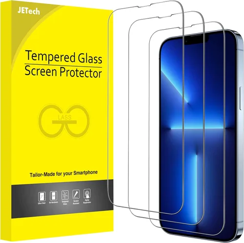 JETech Protector de pantalla de cobertura completa para iPhone 13 Pro Max de 6.7 pulgadas, película de vidrio templado 9H, compatible con fundas,
