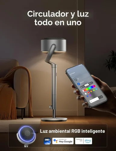 Miniatura 7 de Dreo Ventiladores inteligentes para dormitorio, ventilador oscilante omnidireccional de 120° + 120°, ventilador de pedestal silencioso de 90 pies