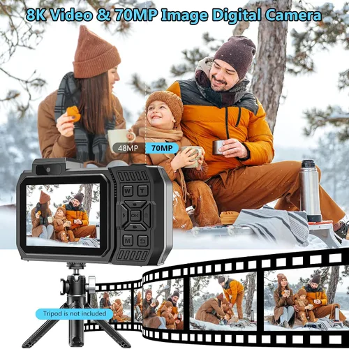 Miniatura 3 de Cámara subacuática UHD 8K, 70MP 33FT WiFi Cámara digital impermeable con tarjeta de 64 GB, enfoque automático, impermeable, doble pantalla, selfie