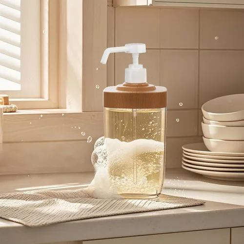 Miniatura 6 de Dispensador de Jabón de Cocina con Soporte para Esponja, Organizador de Jabón para Platos de Gran Capacidad de 800ml, Organizador de Fregadero a