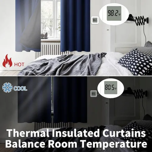 Miniatura 4 de BGment - Cortinas con aislamiento térmico para habitación, 100 % opacas, con forro negro, cortina de doble capa con ojales, reduce el ruido
