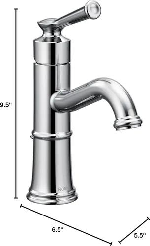 Miniatura 7 de Moen Belfield - Llave de lavabo de baño de un maneral, cromada, con montaje de desagüe y placa de cubierta opcional, 6402 Cromo