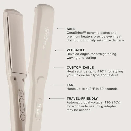 Miniatura 2 de Paul Mitchell Smooth+ Ceramic Flat Iron, Adjustable Heat Settings, for Smoothing + Straightening