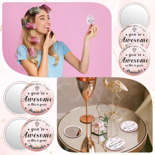 Miniatura 7 de Tradder 18 piezas de espejo compacto a granel para mujeres, regalo de belleza rosa, día de la madre, regalos inspiradores de agradecimiento