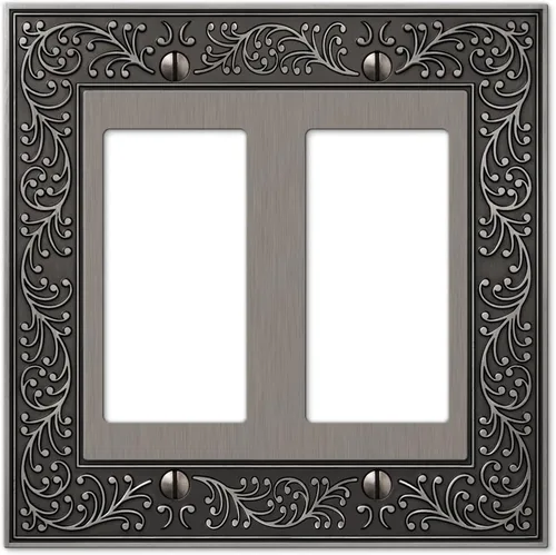Amerelle 43RRAN English Garden Placa de Pared, 2 Rocker, Metal Fundido, Níquel Antiguo, Paquete de 1