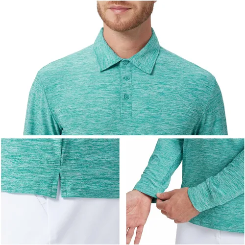 Miniatura 17 de NAVISKIN Camisas polo de manga larga para hombre, camisas de golf con cuello UPF 50 SPF para hombre, secado rápido, absorbe la humedad