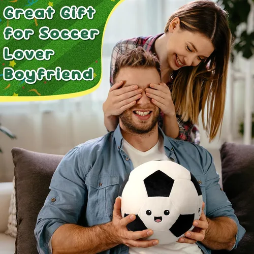 Miniatura 8 de Achwishap Soccer Ball Plush, Cute Sports Ball Stuffed Toy with 3 Facial Expressions, Soft Throw Plushies Pillow for Room Decor, for Boys Girls