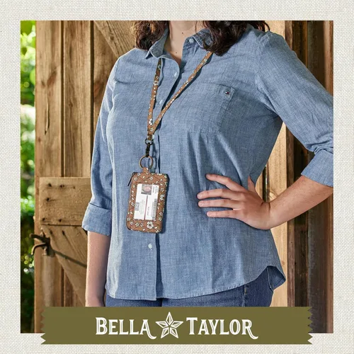 Miniatura 2 de Bella Taylor Cordón de identificación para mujeres y niñas, llavero cartera con soporte para insignia y bolsa con cremallera, algodón acolchado